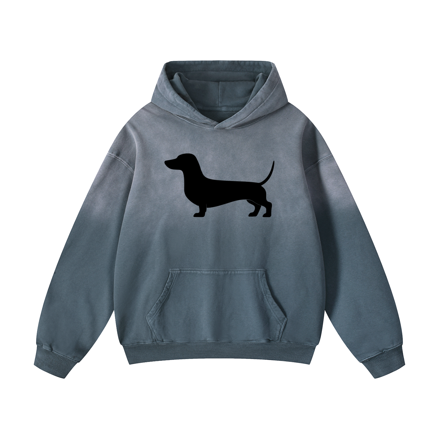 Dachshund Silhouette, Unisex, Heavyweight Sun-fade Oversized Hoodie