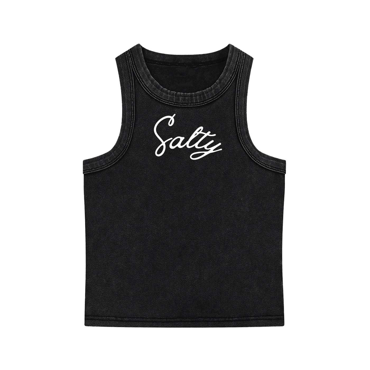 "Salty", Women's Snow Washed Tank Top, in Black