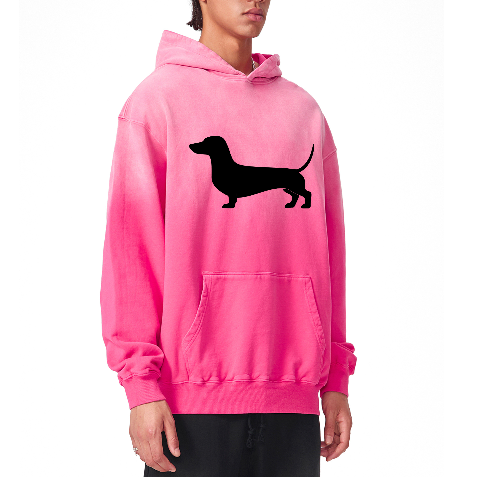 Dachshund Silhouette, Unisex, Heavyweight Sun-fade Oversized Hoodie