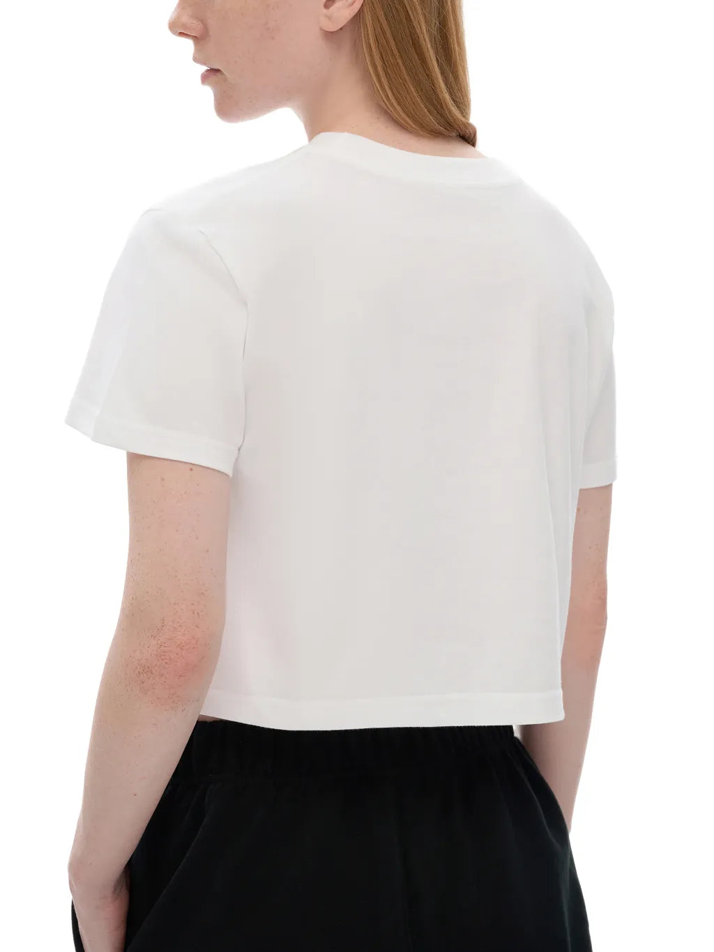 White Floral "Baby Tee" Women's Seamless, Cropped T-Shirt